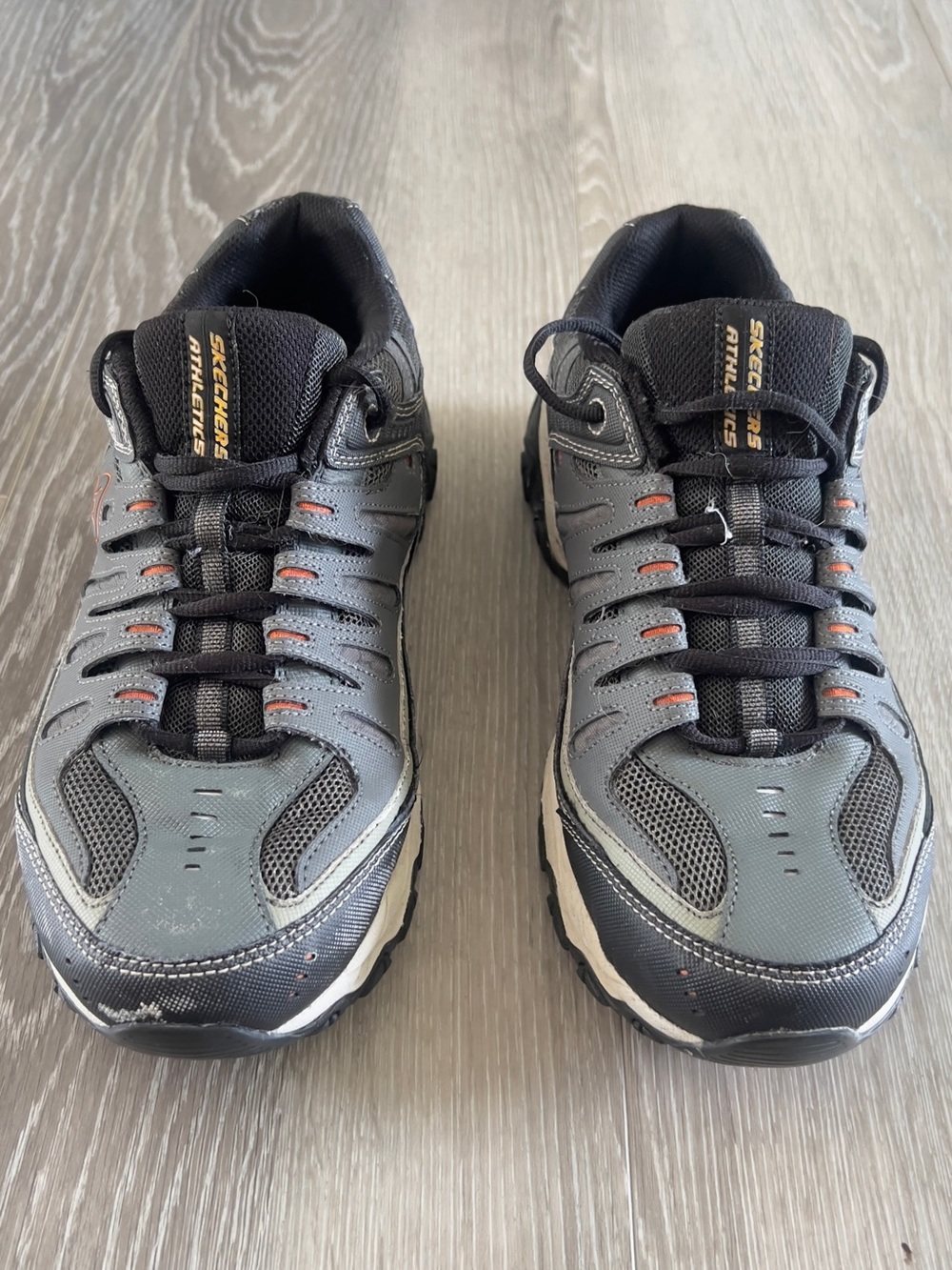 Skechers Men's Gray, Black & Orange Athletic Sneakers